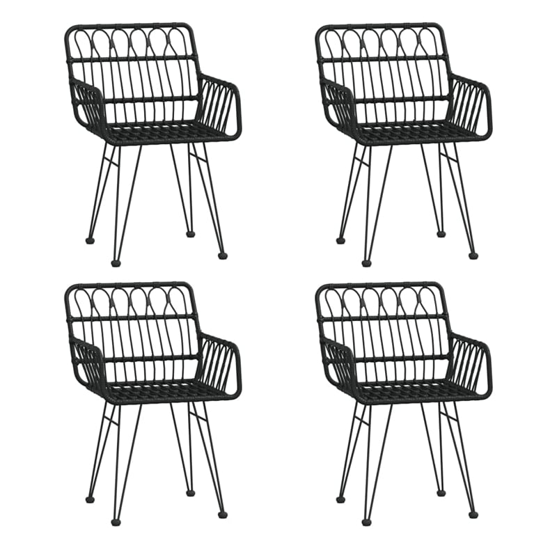 vidaXL Polyethylene Rattan Medium Durable Garden Dining Set in Black