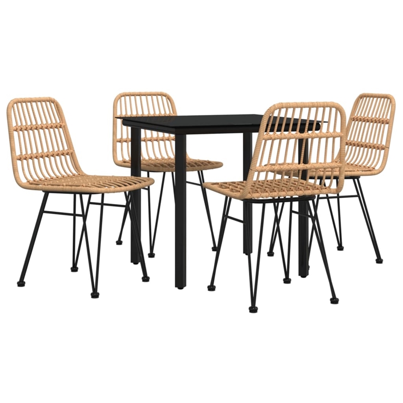 vidaXL Poly Rattan Medium Durable Garden Dining Set in Black