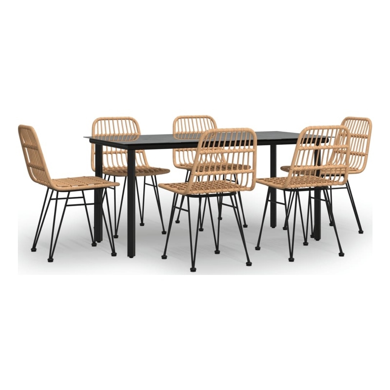 vidaXL 7 Piece Garden Dining Set in Black