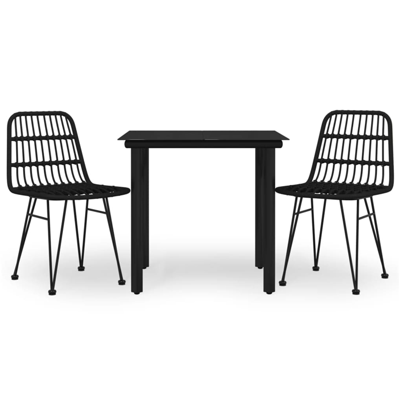 vidaXL Poly Rattan/Steel Medium Durable Garden Dining Set in Black