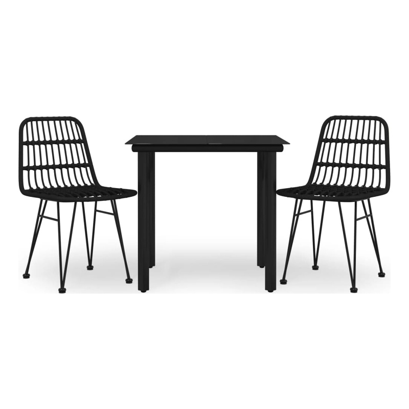 vidaXL Poly Rattan/Steel Medium Durable Garden Dining Set in Black