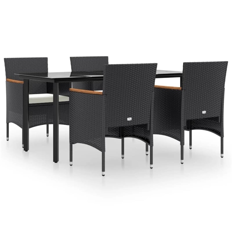 vidaXL Garden Dining Set in Black/Cream White