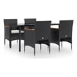 vidaXL Garden Dining Set in Black/Cream White