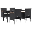 vidaXL Garden Dining Set in Black/Cream White