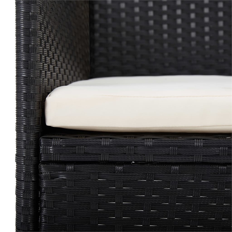 vidaXL Poly Rattan Medium Durable Garden Dining Set in Black