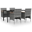 vidaXL Garden Dining Set in Gray and Black