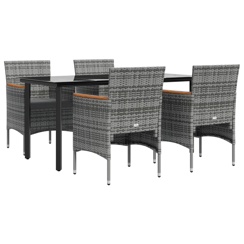 vidaXL Garden Dining Set in Gray and Black