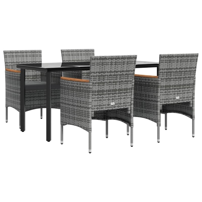 vidaXL Garden Dining Set in Gray and Black