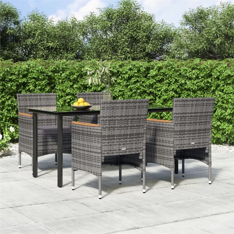 vidaXL Garden Dining Set in Gray and Black