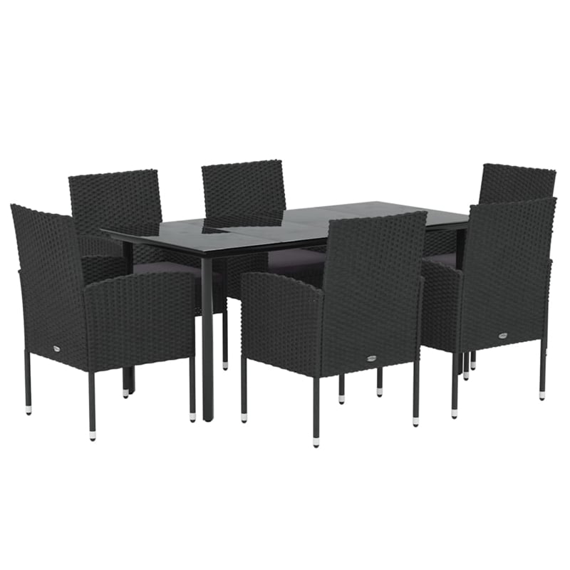 vidaXL Patio Dining Set in Black/Dark Gray
