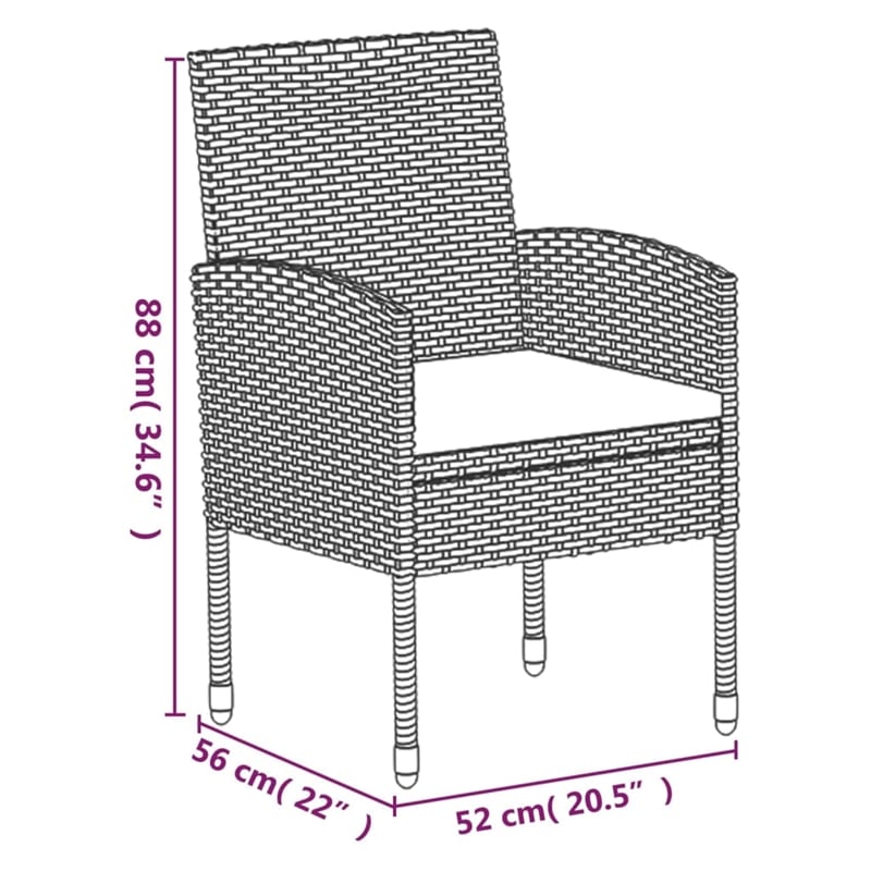 vidaXL Patio Dining Set in Black/Dark Gray
