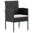 vidaXL Garden Dining Set Table in Black/Cushions Cream White