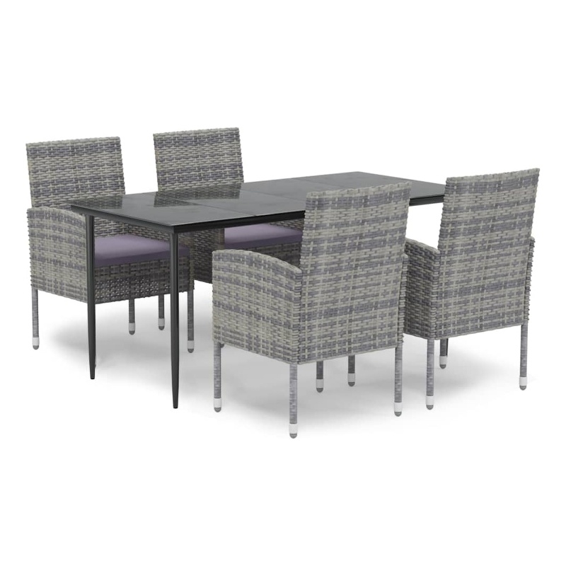 vidaXL Powder-Coated Steel Medium Durable Garden Dining Set in Anthracite/Gray