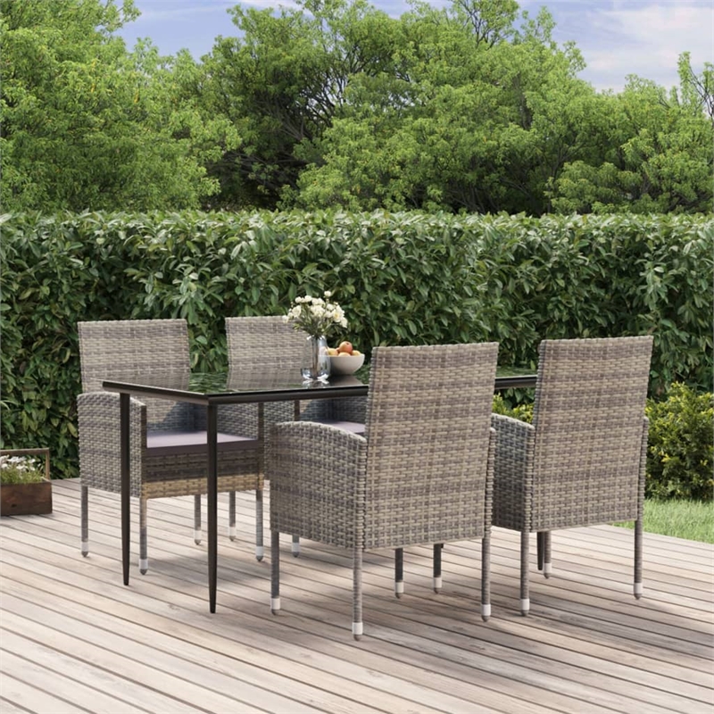 vidaXL Powder-Coated Steel Medium Durable Garden Dining Set in Anthracite/Gray
