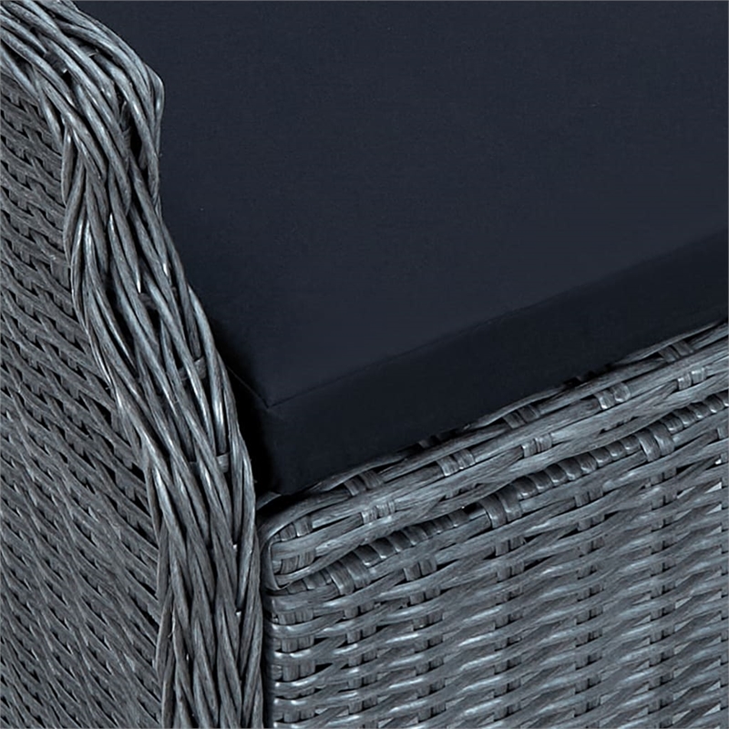 vidaXL PE Rattan Garden Dining Set in Dark Gray Round