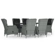 vidaXL Poly Rattan Standard Garden Dining Set in Light Gray