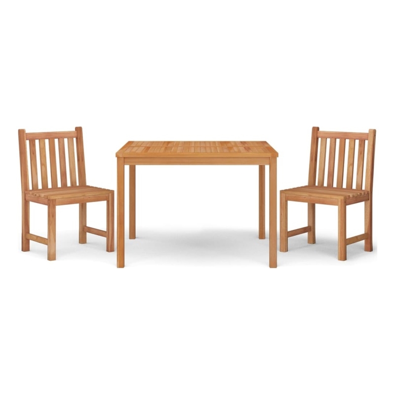 vidaXL Solid Teak Wood Standard Durable Garden Dining Set in Brown