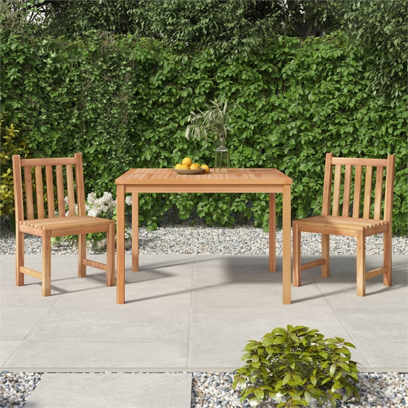 vidaXL Solid Teak Wood Standard Durable Garden Dining Set in Brown