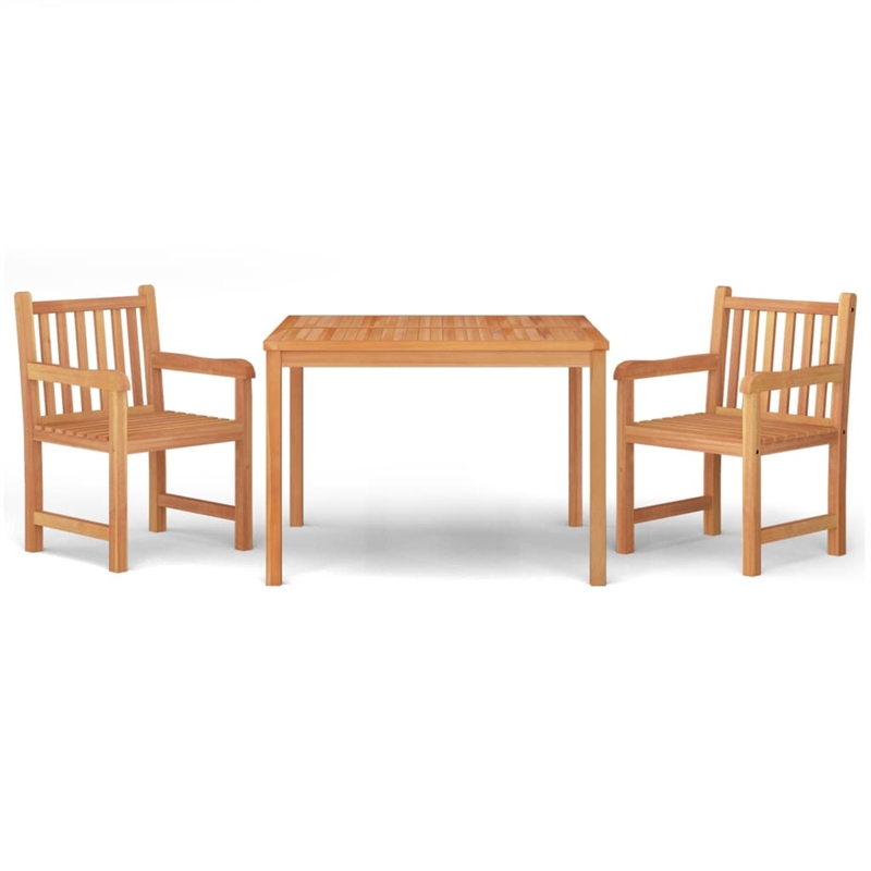 vidaXL Solid Teak Wood 3-Piece Set Garden Dining Set in Brown