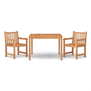 vidaXL Solid Teak Wood 3-Piece Set Garden Dining Set in Brown