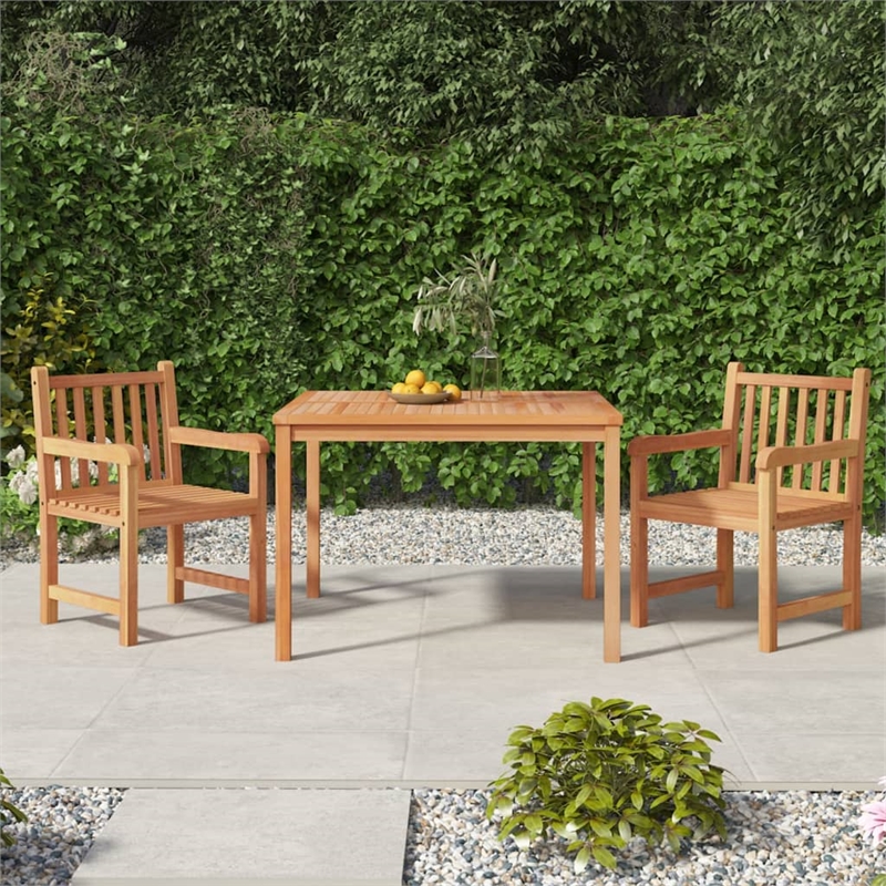 vidaXL Solid Teak Wood 3-Piece Set Garden Dining Set in Brown