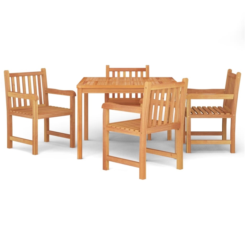 vidaXL Solid Teak Wood 5-Piece Set Garden Dining Set in Brown