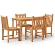 vidaXL Solid Teak Wood 5 Piece Set Durable Garden Dining Set in Brown