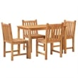 vidaXL Solid Teak Wood 5 Piece Set Durable Garden Dining Set in Brown