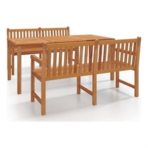 vidaXL Solid Teak Wood Large Durable Garden Dining Set in Brown