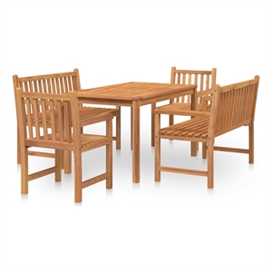 vidaXL Solid Teak Wood Medium Durable Garden Dining Set in Brown
