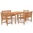 vidaXL Solid Teak Wood Medium Garden Dining Set in Brown