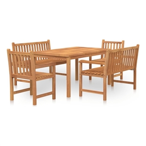 vidaXL Solid Teak Wood Medium Garden Dining Set in Brown