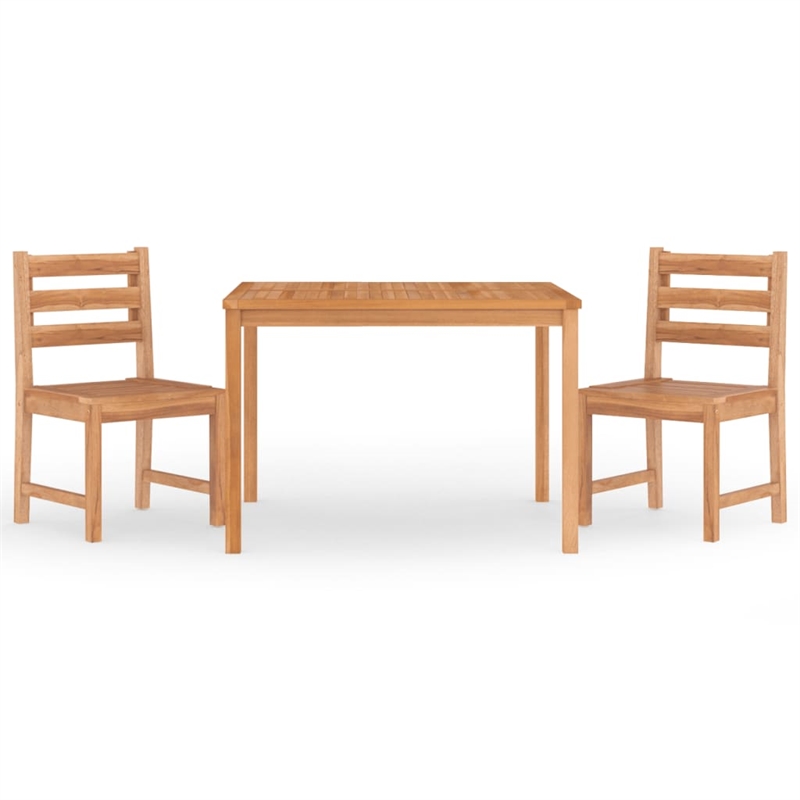 vidaXL Solid Teak Wood 3 Piece Set Garden Dining Set in Brown