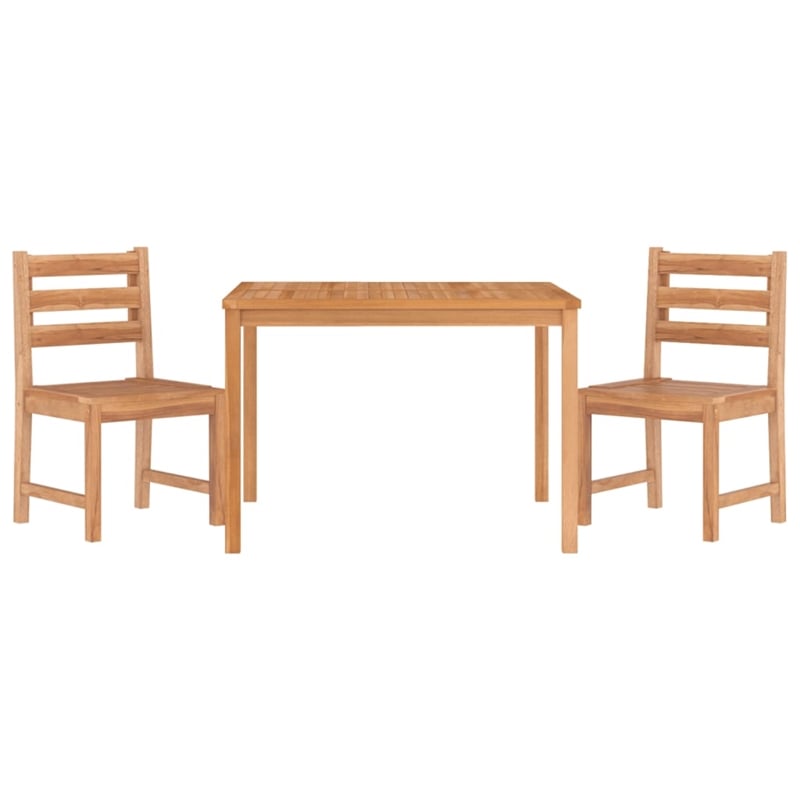 vidaXL Solid Teak Wood 3 Piece Set Garden Dining Set in Brown