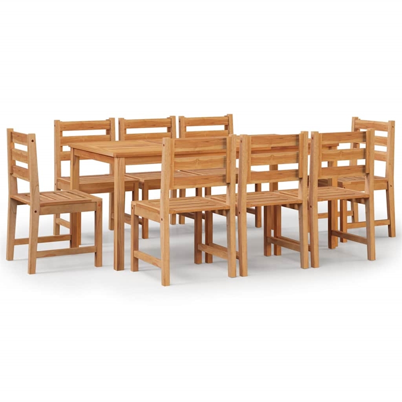 vidaXL Solid Teak Wood 9 Piece Set Durable Garden Dining Set in Brown