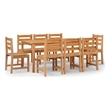 vidaXL Solid Teak Wood 9 Piece Set Durable Garden Dining Set in Brown