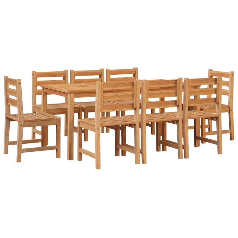 vidaXL Solid Teak Wood 9 Piece Set Durable Garden Dining Set in Brown