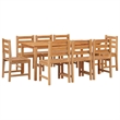 vidaXL Solid Teak Wood 9 Piece Set Durable Garden Dining Set in Brown
