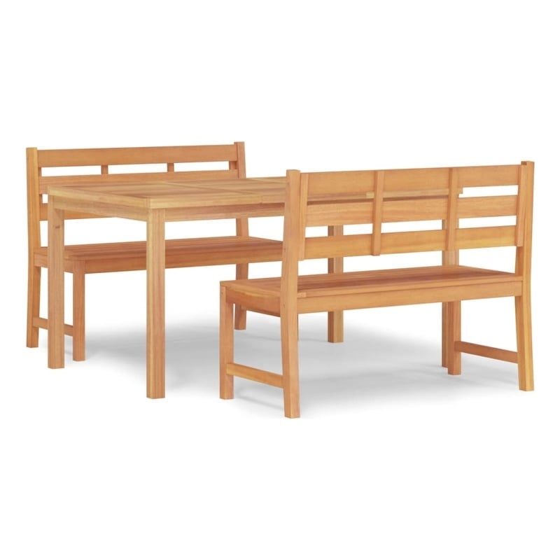 vidaXL Fine Sanded Teak Hardwood Standard Garden Dining Set in Natural/Brown