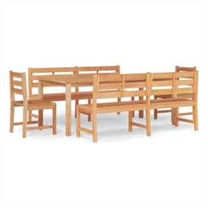 vidaXL 78.7&quot Solid Teak Wood Sturdy Garden Dining Set Natural/Brown