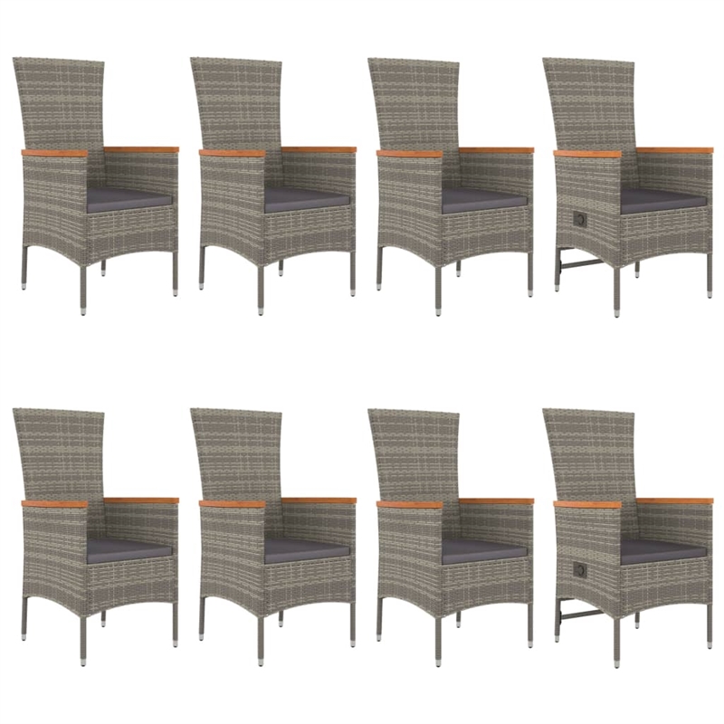 vidaXL PE Rattan 9 Piece Modular Garden Dining Set in Gray