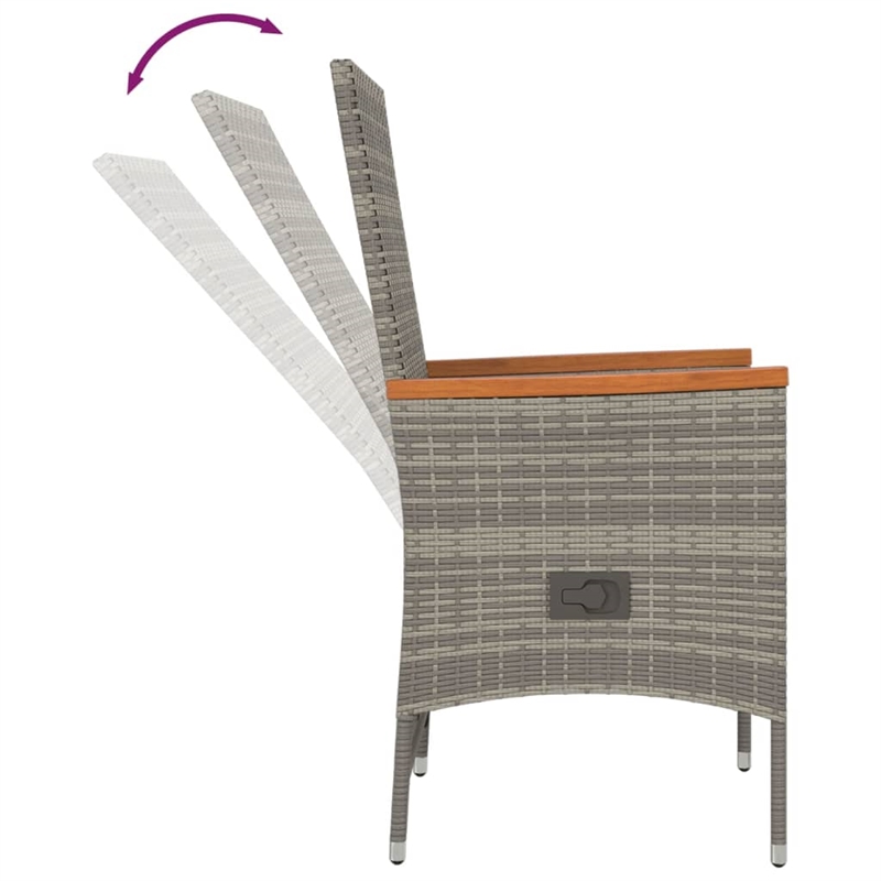 vidaXL PE Rattan 9 Piece Modular Garden Dining Set in Gray