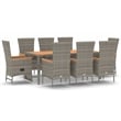 vidaXL 9 Piece Garden Patio Dining Set in Gray