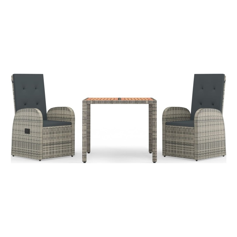 vidaXL 3 Piece  Garden Dining Set in Gray