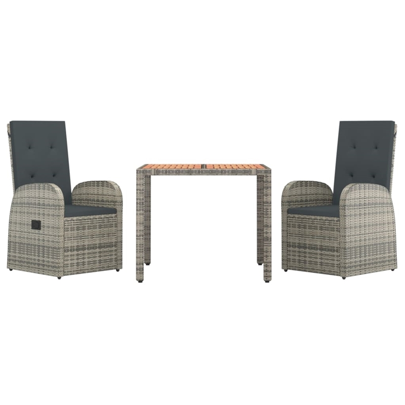 vidaXL 3 Piece  Garden Dining Set in Gray