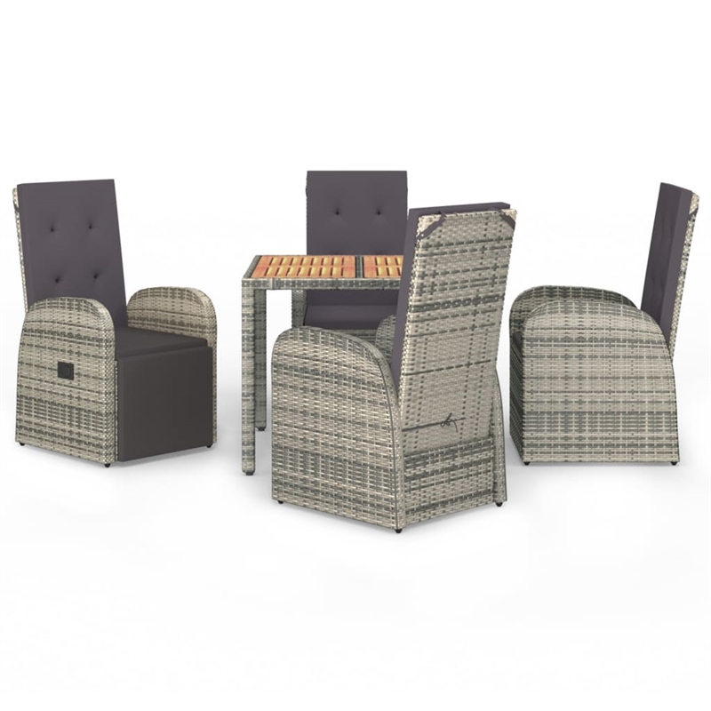 vidaXL 5 Piece Garden Dining Set in Gray