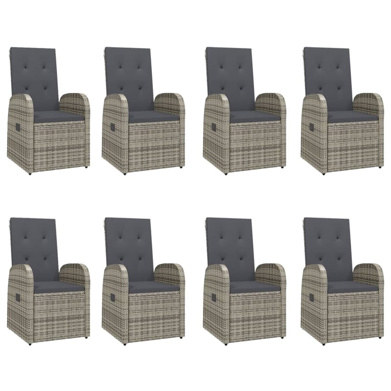 vidaXL PE Rattan Large Modular Garden Dining Set in Gray