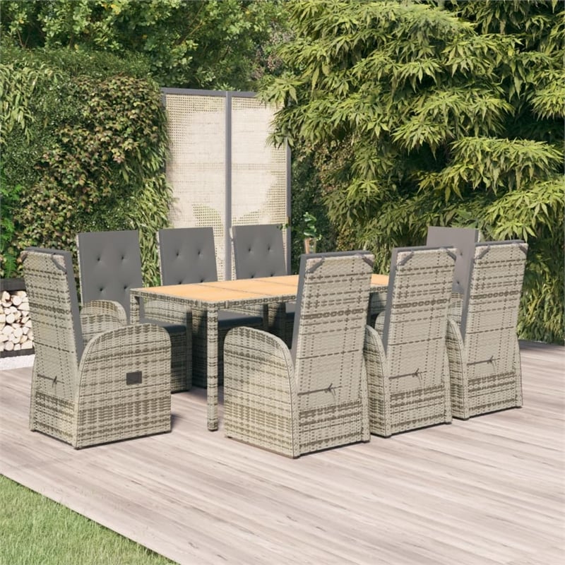 vidaXL PE Rattan Large Modular Garden Dining Set in Gray