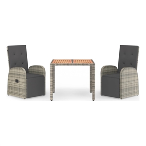 vidaXL PE Rattan Medium Adjustable Footrests Garden Dining Set in Gray