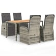 vidaXL PE Rattan 5 Piece Modular Garden Dining Set in Gray